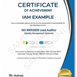 ISO 9001 LEAD AUDITOR COURSE