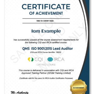 ISO 9001 LEAD AUDITOR COURSE