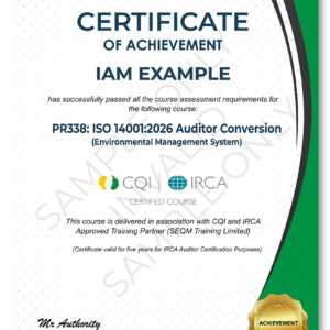 ISO 14001 AUDITOR CONVERSION COURSE – CQI and IRCA CERTIFIED TRAINING