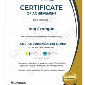 ISO 27001 LEAD AUDITOR COURSE – CQI and IRCA CERTIFIED TRAINING