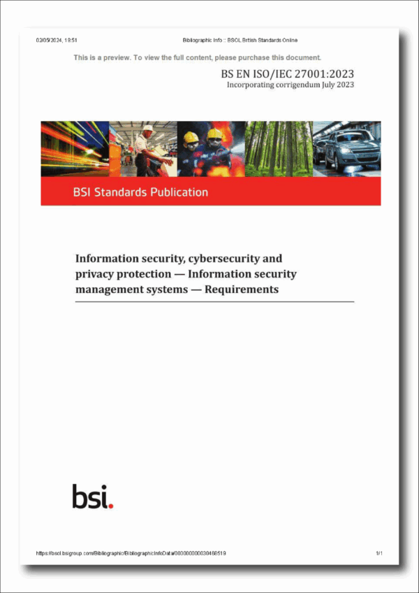 BS EN ISO/IEC 27001:2023+A1:2024