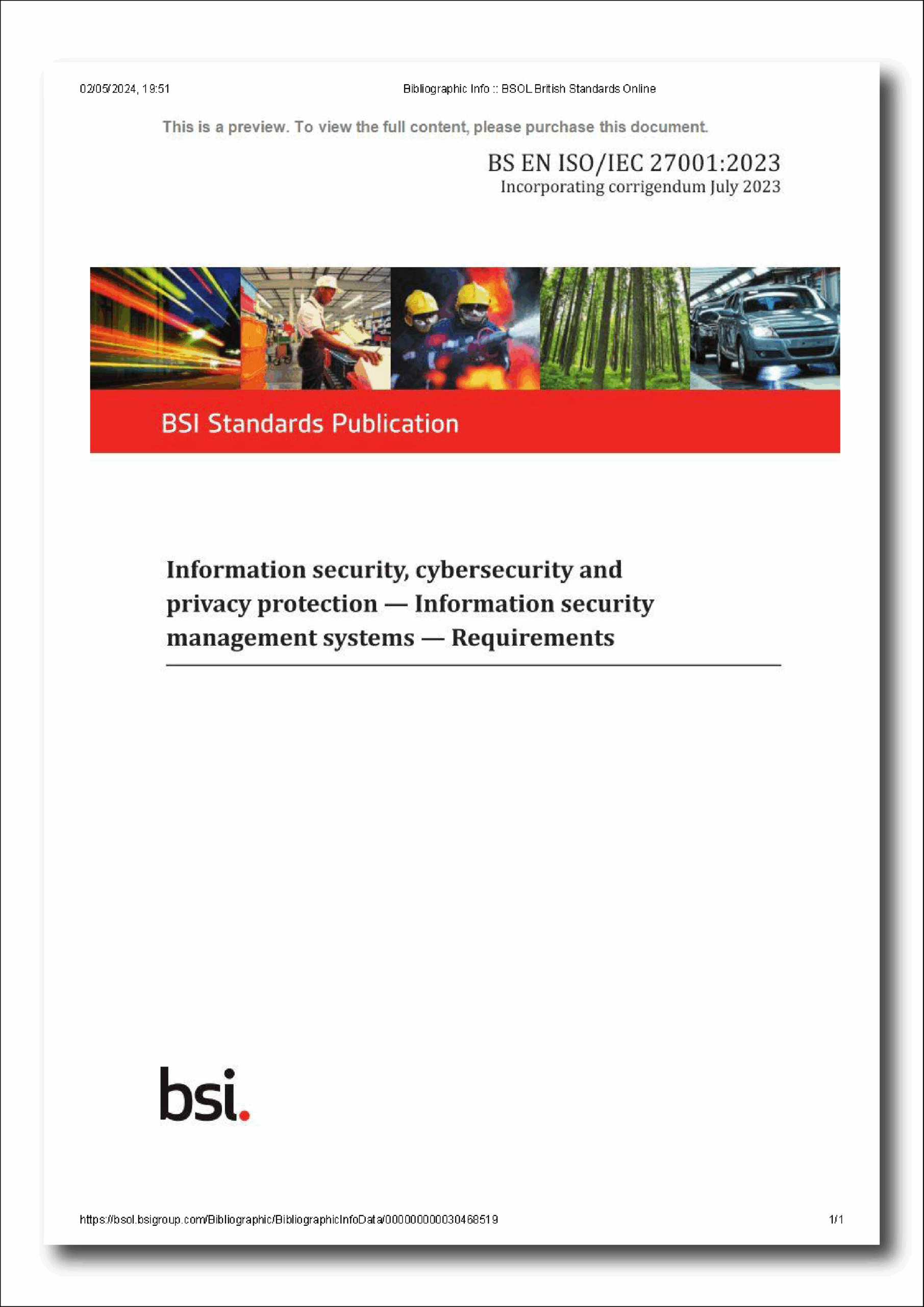 BS EN ISO/IEC 27001:2023+A1:2024