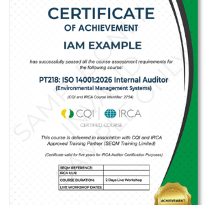 ISO 14001 INTERNAL AUDITOR TRAINING COURSE - CQI and IRCA CERTIFIED TRAINING