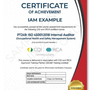 ISO 45001 INTERNAL AUDITOR TRAINING COURSE - CQI and IRCA CERTIFIED TRAINING